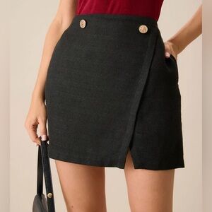 NWT RIHOAS Women's Black A-Line Slit Mini Skirt Sz S